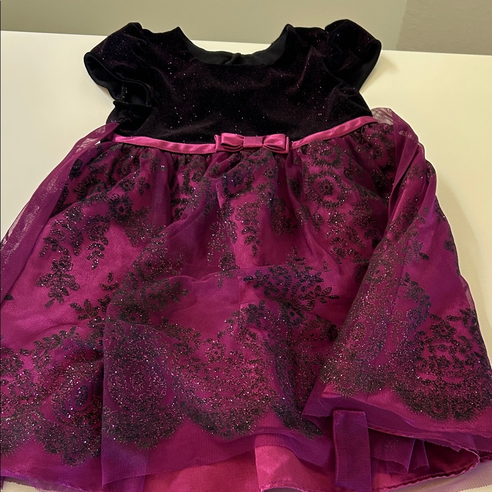 Purple and Black Glittery Dress with Bow